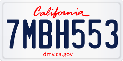 CA license plate 7MBH553