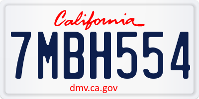 CA license plate 7MBH554