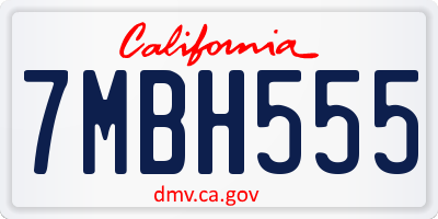 CA license plate 7MBH555