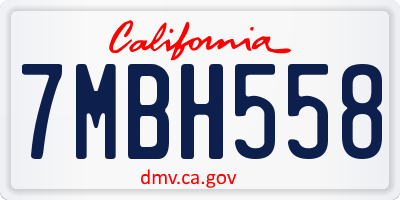 CA license plate 7MBH558