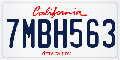 CA license plate 7MBH563