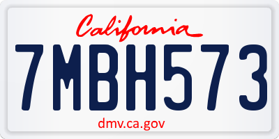 CA license plate 7MBH573