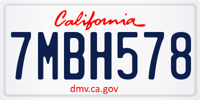 CA license plate 7MBH578
