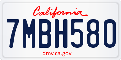 CA license plate 7MBH580