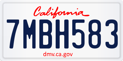 CA license plate 7MBH583