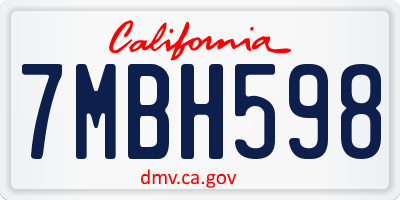 CA license plate 7MBH598