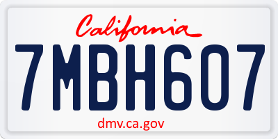 CA license plate 7MBH607