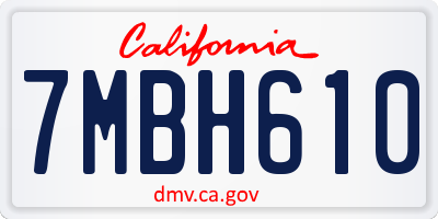 CA license plate 7MBH610