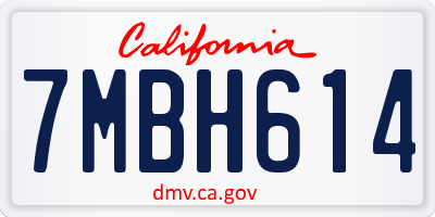 CA license plate 7MBH614