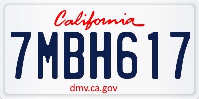 CA license plate 7MBH617