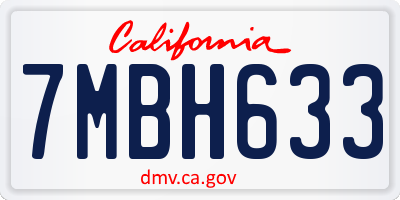 CA license plate 7MBH633