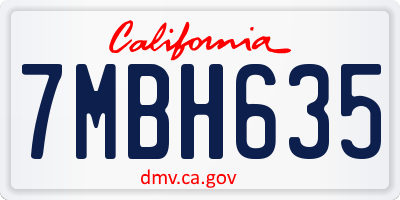 CA license plate 7MBH635