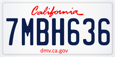 CA license plate 7MBH636