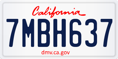 CA license plate 7MBH637