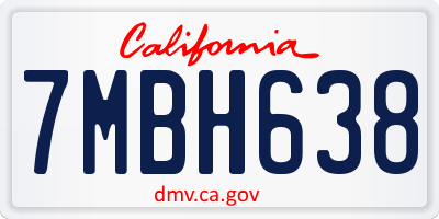 CA license plate 7MBH638