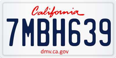 CA license plate 7MBH639