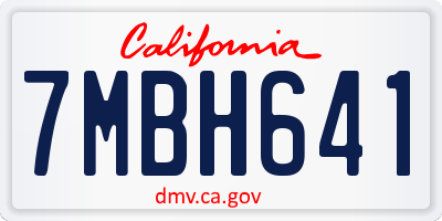 CA license plate 7MBH641