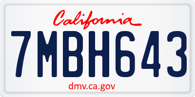 CA license plate 7MBH643