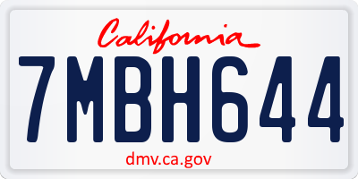 CA license plate 7MBH644