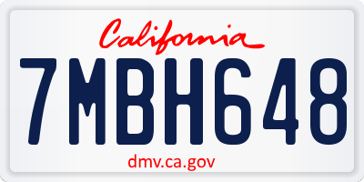 CA license plate 7MBH648