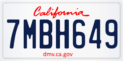 CA license plate 7MBH649