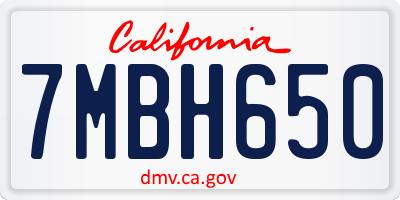 CA license plate 7MBH650