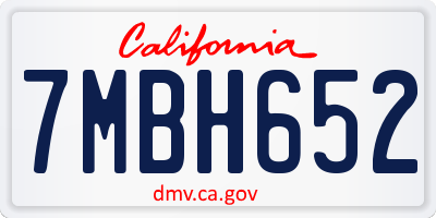 CA license plate 7MBH652