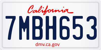 CA license plate 7MBH653
