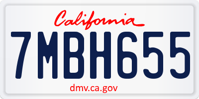 CA license plate 7MBH655