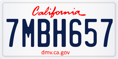 CA license plate 7MBH657