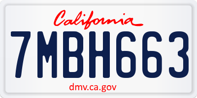 CA license plate 7MBH663