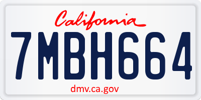 CA license plate 7MBH664