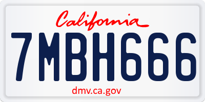CA license plate 7MBH666