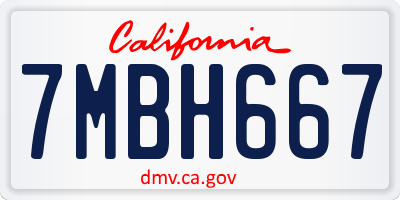 CA license plate 7MBH667