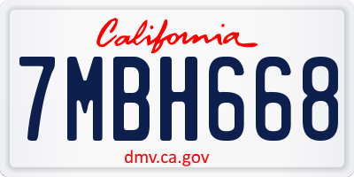 CA license plate 7MBH668
