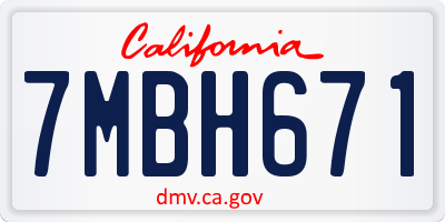 CA license plate 7MBH671