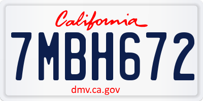 CA license plate 7MBH672