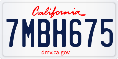 CA license plate 7MBH675
