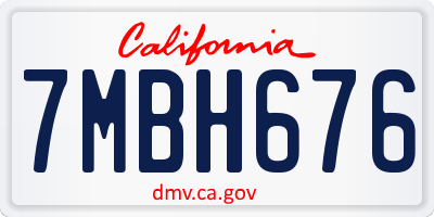 CA license plate 7MBH676