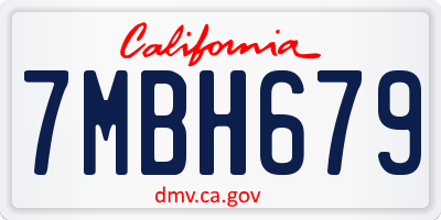 CA license plate 7MBH679