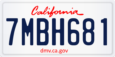 CA license plate 7MBH681