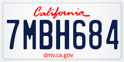 CA license plate 7MBH684