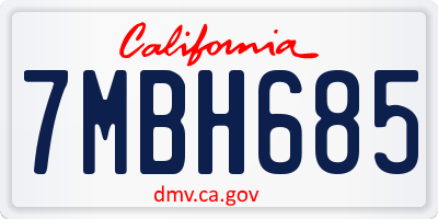 CA license plate 7MBH685