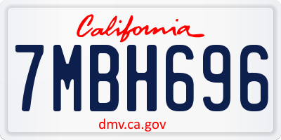 CA license plate 7MBH696