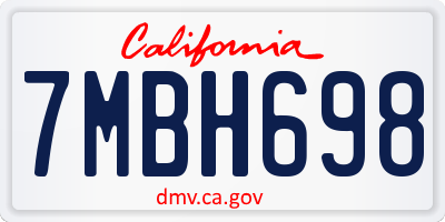 CA license plate 7MBH698