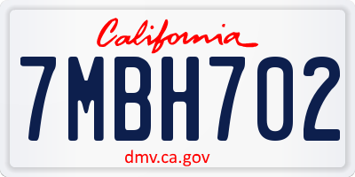 CA license plate 7MBH702