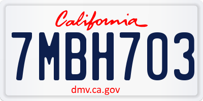 CA license plate 7MBH703