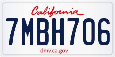 CA license plate 7MBH706