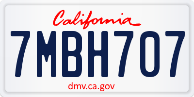 CA license plate 7MBH707