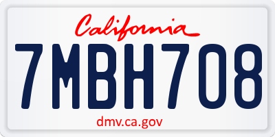 CA license plate 7MBH708